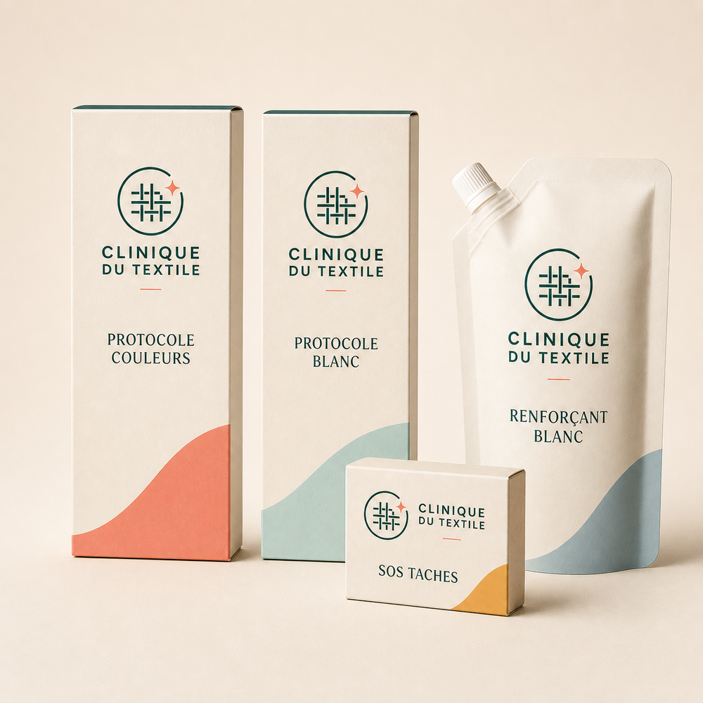 Les quatre produits du Pack Essentiel Clinique du Textile