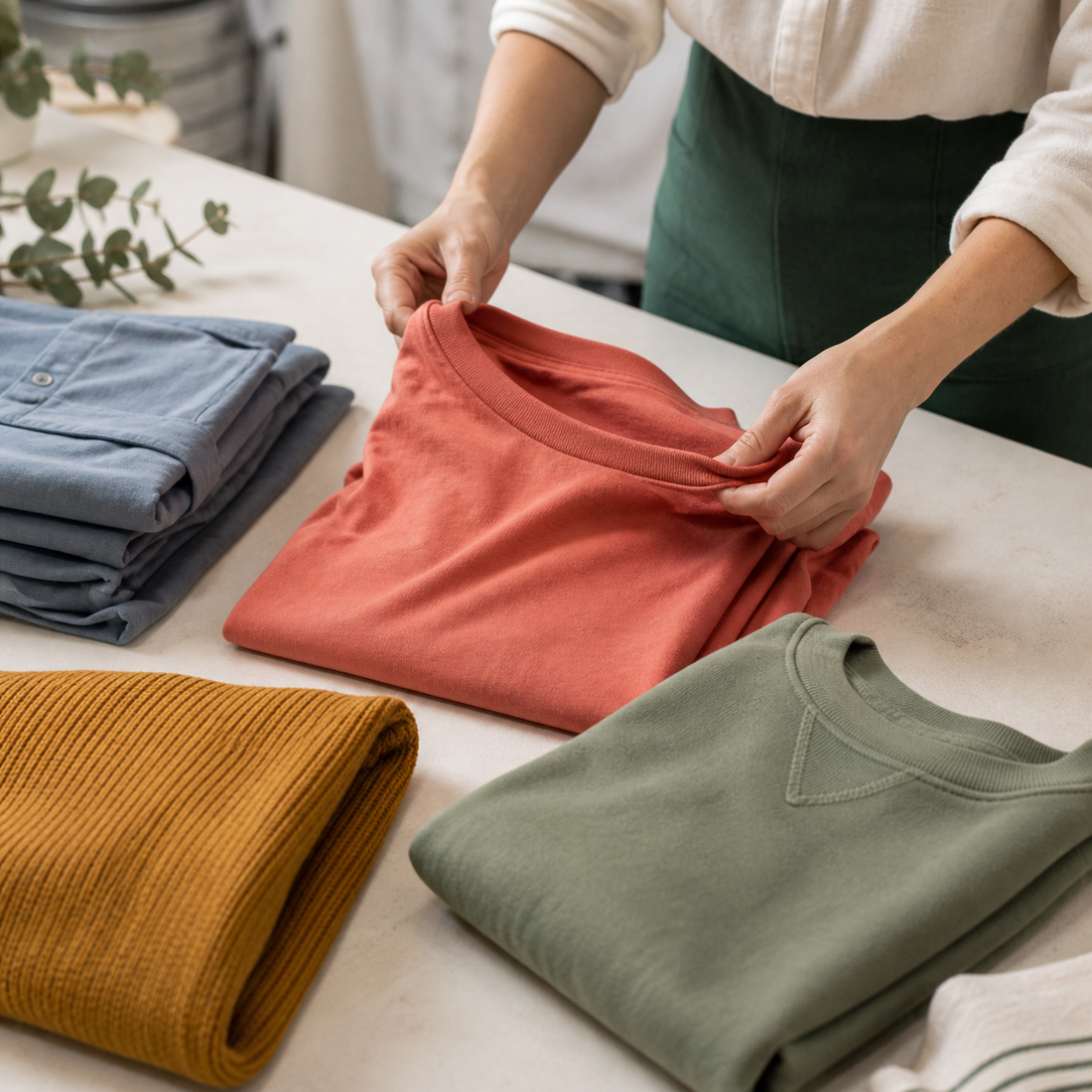 Tri et inspection de vêtements colorés dans une blanchisserie professionnelle